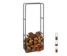 Relaxdays Kaminholzregal, Holzscheite Stapelhilfe, aus Stahl, innen und außen, Brennholzregal, HxB 150x60 cm, anthrazit