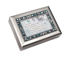 Cottage Garden Spieluhr mit Aufschrift „Granddaughter I Love You“, gebürstet, silberfarben/Blau mit Schmucksteinen