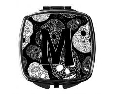 Carolines Treasures Taschenspiegel, Buchstabe M, Tag der Toten, Totenköpfe, Schwarz