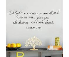 YOYOYU ART HOME DECOR Wandtattoo aus Vinyl Bibelvers Joshua Psalm mit inspirierenden Zitaten und Spruch AY1811 Delight Lord