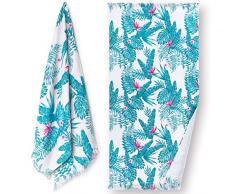 Softerry Strandtuch, groß, türkischer Stil, 91 x 178 cm, sandfrei, Bedruckt, flach gewebt auf der Vorderseite, saugfähiges Frottee auf der Rückseite. Single 36 x 70 Tropical Leaves