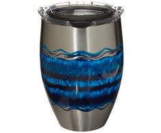 Tervis 1302029 Ocean Waves Isolierbecher mit Deckel aus schwarzem und transparentem Edelstahl, silberfarben