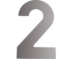 Hausnummer Ziffer 2 | Edelstahl V2A geschliffen | Niro | Höhe: 12 cm | 1 Stück
