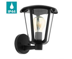 EGLO Außen-Wandlampe Monreale, 1 flammige Außenleuchte, Wandleuchte aus Aluguss und Kunststoff, Fassung: E27, IP44, schwarz
