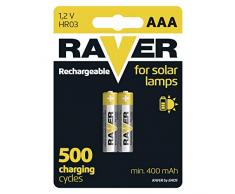EMOS Raver Solar AAA Micro Akkus/aufladbare Batterien für Solarlampen / 2 Stück/NiMH / 1,2V / 400 mAh / HR03 / Rechargeable