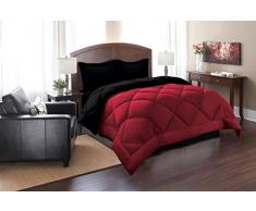 Seidig weiche Gänsedaunen, wendbar, 2-teiliges Set, schwarz / Burgunderrot, Twin/Twin XL