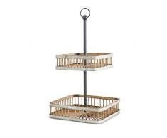 K&K Interiors 15263A Etagere aus Bambus, mit Zinnverzierung, 63,5 cm