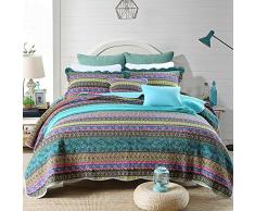 newlake gestreift Jacquard Stil cotton3-piece Patchwork Tagesdecke Quilt Sets, Queen Size, baumwolle, blau, King Size