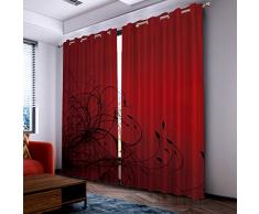 Fantasy Star Thermo-Isolierter Verdunklungsvorhang für Schlafzimmer – Happy Halloween Zweige und Fledermäuse Verdunkelungsvorhang mit Ösen, Set von 2 Paneelen, 52 by 63 Flower8fsr0470