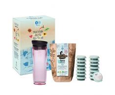 shuyao teekultur Shuyao Starterbox Tea to Go Thermobecher mit integriertem Teesieb + 5x3 Loser Bio Tee mit Koffein, Pink, 32