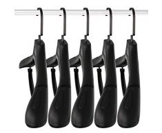 DEDU Kleiderbügel aus Kunststoff, extra breit, 45 cm, gekerbte Schultern und Drehhaken, Schwarz, 15 Stück