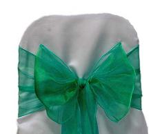 mds Organza-Stuhlschärpen, für Hochzeits- und Veranstaltungszubehör, Party-Dekoration, Stuhlhusse, Schärpe – 30 Farben 10 grün