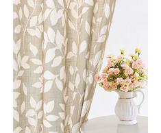 Gardinen mit Blättermuster, halbtransparent, 2 Stück Garten 110 x 84L | Pair Taupe