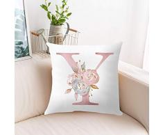 JR European Minimalist Pink 26 English Alphabet Short Plüsch Kissenbezug Cute Sofa Kissen Fall Auto Kissenbezug Schlafzimmer Kissenbezug 18x18 Zoll 45x45cm Kreative Kurze Plüsch Englisch Y