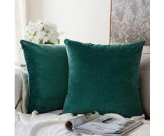 MIULEE 2 Stück, Samt Weiches Solide dekorativen Überwurf Kissenbezüge Set, quadratisch Kissen für Sofa 45,7 x 45,7 cm
