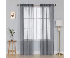 deconovo Rod Pocket Drapes Farbe Sheer Panels Vorhänge Sheer Gardinen, Polyester-Mischgewebe, grau, 54X84 Inch