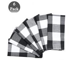 6 übergroße Stoffservietten (43,2 x 43,2 cm), maßgeschneidert mit Gehrungsecken für jeden Tag, Weihnachten, Erntedankfest, rustikales Landhausdeko, Urlaub, Familienessen und Grillabende Plaid 17 x 17 inches White Buffalo Check Plaid