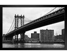 Poster Gießerei Manhattan Bridge in New York City NYC B & W Foto Kunstdruck Foto Kunstdruck 20x14 inches Framed Poster