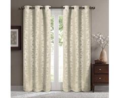 Virginia Tülle Blackout Weave geprägt Fenster Vorhang Panel, Paar/Set von 2 heraklithplatten, von Royal Hotel, Polyester, beige, 74X108 Pair