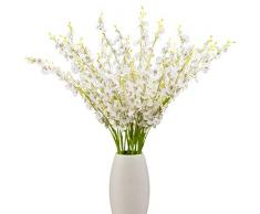 Bomarolan Künstliche Orchidee aus Seide, künstliche Schmetterlinge, Orchideen, für Hochzeiten, Zuhause, Büro, Party, Hotel, Dekoration, Restaurant, Terrasse, festliche Einrichtung, 10 Stück Art Deco Medium weiß