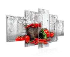 Bilder Küche Gewürze Wandbild 200 x 100 cm Vlies - Leinwand Bild XXL Format Wandbilder Wohnzimmer Wohnung Deko Kunstdrucke Grau 5 Teilig - MADE IN GERMANY - Fertig zum Aufhängen 019251c