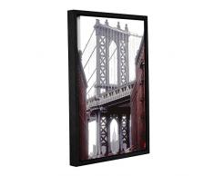 wall art Artwall Kunstdruck auf Leinwand Linda Parker s Manhattan Bridge mit Empire 61 Floater-Framed Leinwandbild, 24x36