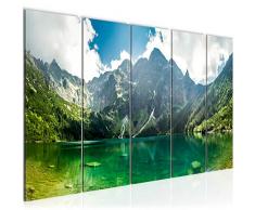 Bilder Berge Landschaft Wandbild 200 x 80 cm Vlies - Leinwand Bild XXL Format Wandbilder Wohnzimmer Wohnung Deko Kunstdrucke Grün 5 Teilig - MADE IN GERMANY - Fertig zum Aufhängen 024655a
