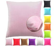 Easondea Kissenbezüge, weicher Plüsch, dekorativer Winter, luxuriös, quadratisch, für Sofa, Schlafzimmer, Zuhause, Auto 22x22/55X55CM Hellrosa