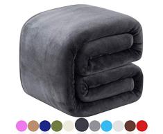 Richave 320 GSM Twin Polar Fleece Bett Decke Extra weichen Bürste Stoff Super Warm Sofa Decke, Fleece, dunkelgrau, King (90-Inch-by-108-Inch)
