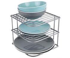 Home Basics Schwere Vinylbeschichtete 3 Etagen Stahl Smart Küchenschrank Eckregal Ablage und erhöhte Thekenregale Organizer Silber