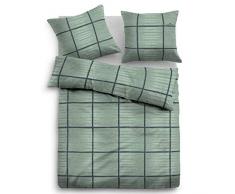 TOM TAILOR 0009877 Flanell Bettwäsche Garnitur mit Kopfkissenbezug (Baumwolle) 1x 155x220 cm + 1x 80x80 cm, wintergrün