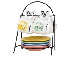 DITES LE AVEC DES MOTS Sagen Sie es mit der Worte mo1113 Set 4 Tasse und Untertasse, Keramik, Mehrfarbig, 15 x 12 x 20 cm