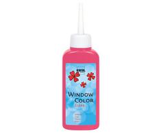 Kreul 40207 - Window Color Clear, Fenstermalfarbe auf Wasserbasis, für glatte Oberflächen wie Glas, Spiegel und Fliesen, 80 ml Malflasche, pink