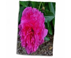 3dRose Handtuch, Pfingstrose, Blumenmotiv, 38 x 56 cm, Weiß