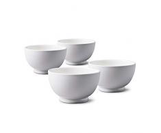 WM Bartleet & Sons 1750 TSET117 Traditionelles Set aus 4 Porzellan-Sets für Suppen, Müsli, Reis, Nudel, Salatschüsseln, 14 cm, Weiß