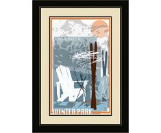 Northwest Art Mall mr-4173 mfgdm SKC Winter Park Colorado Adirondack Stühle und Ski gerahmtes Wandbild Art von Künstler Mike rangner, 33 x 40,6 cm