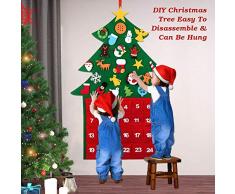 Balight Adventskalender aus Filz, Weihnachtsbaum-Ornamente für Weihnachten, Wohnung, Wandtür, Hängedeko für Kinder