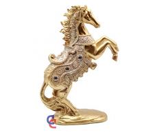 Kristallfigur, 26,7 cm, Hengst, liebevoll / spielend, Messingfarbe, Pferde-Statue, Aufzuchtpferd, Deko-Skulptur, Heimdekoration, Akzentstück Pferde-Figuren Statuen