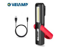 Velamp DAVY 2 in1 Arbeitsscheinwerfer, wiederaufladbar: COB 3W Hochleistungsstrahler. Mit Magnet und Haken, Kunststoff, Rot