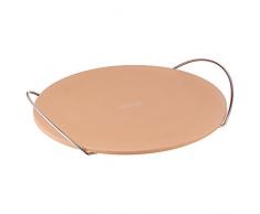 Kaiser Inspiration Pizzastein rund, à 38 cm, Keramikstein mit Halterung für Pizza, Flammkuchen, Brot Backofen, Holzkohle und Gasgrill geeignet