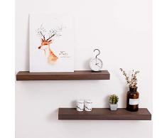 UMICAL Schweberegal Premium 2 Etagen Holz Wandregal (2er-Set), Hardware und Befestigungen enthalten (Walnuss, 61 x 15,2 cm)