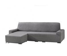 Eysa Aquiles elastisch Sofa überwurf Chaise Longue kurzer arm Links, frontalsicht, Farbe 06-grau, Polyester-Baumwolle, 43 x 37 x 14 cm