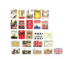 Kühlschrankmagnete 24 Stück Kühlschrankmagnete Souvenirs magnetisch Küche Büro Zuhause Vintage niedlich witzig Whiteboard UK-London.