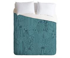 Society6 Doodle by Meg Kuscheldecke und 2 Kissenbezüge, Kaktus-Szenen, Blau Twin Mehrfarbig