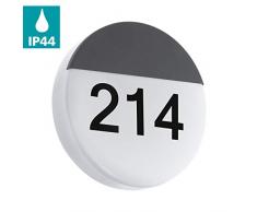 EGLO LED Außen-Wandlampe Oropos, 1 flammige Außenleuchte, inkl. Hausnummern, Wandleuchte aus Stahl und Kunststoff, Farbe: Anthrazit, weiß, IP44