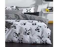 EnLora Home Bettwäsche-Set für Doppelbett, Schwarz, Weiß, 200 x 200 cm, 3 Stück