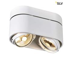 SLV LED Deckenlampe KARDAMOD für eine effektvolle Innenbeleuchtung | Dreh- und schwenkbare LED Deckenleuchte, Decken-Strahler, Spot Innenleuchte | Zweiflammig, Rund, Weiß, GU10, max 75W, E -A++
