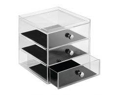 iDesign Clarity Jewelry Schmuckaufbewahrung | Schmuckkasten mit 3 Schubladen für Uhren, Ketten etc. | Schmuck Organizer mit Kratzschutz | Kunststoff durchsichtig