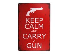 D&L DL-Keep Calm and Carry A Gun Vintage Metall Schild Home Decor Dose Art Decor Abtropfschale House Art Wand