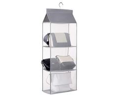 Hängende Handtaschen-Organizer, Geldbörse Aufbewahrung Schrank Hänge-Regal Organizer mit Haken, ideal für Handtasche, Geldbeutel, Kleidung, Spielzeug und mehr grau